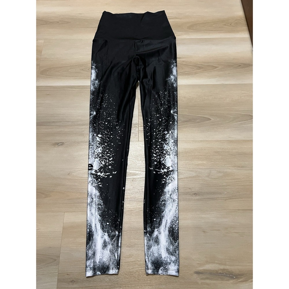 Goldsheep SBE‎ Womens Leggings Small Black White Print Full Length Stretch